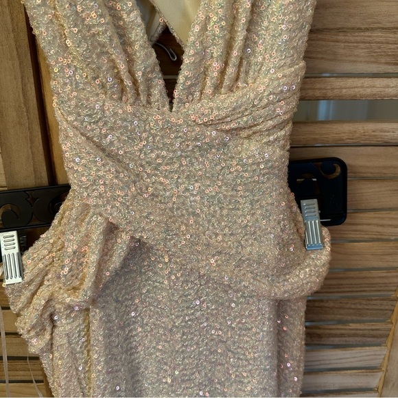 Marciano Sequin Long Gown in cream size S - Picture 3 of 8
